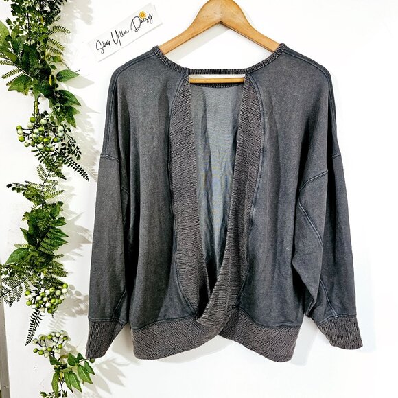 Mystree Open‎ Back Grey Cardigan Sweater Loungewear Yoga S/M ~SW101.13 - Picture 1 of 5